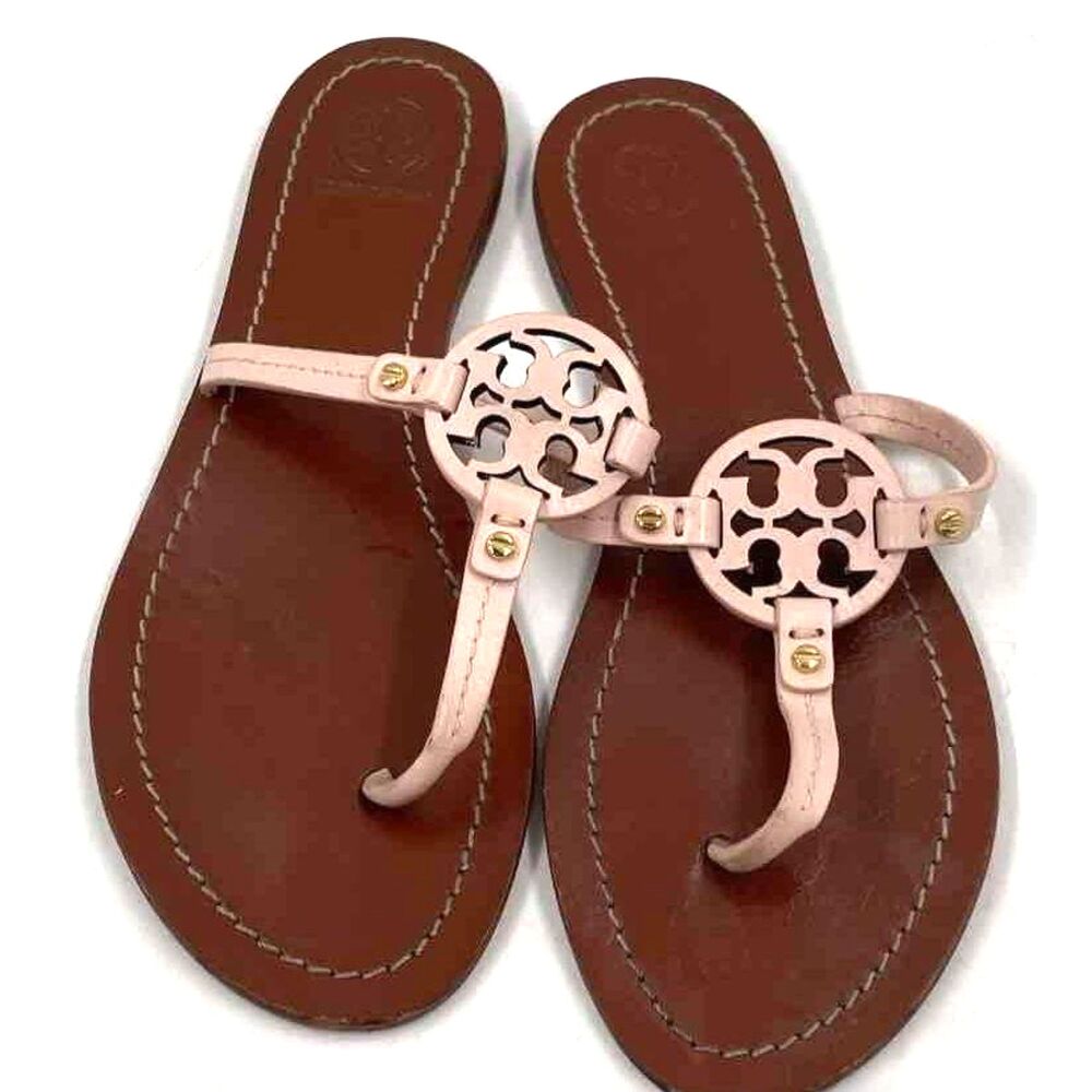Tory Burch Pink Leather Miller Thong Sandals